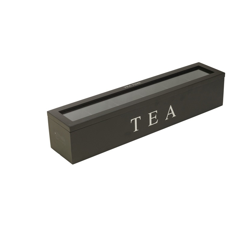1pc Wooden Retro Style Split Flap Storage Box, Used As An Accessory Divider For Tea, Sugar, And Beverages, With 6 Slots, Desktop Accessory Storage Box