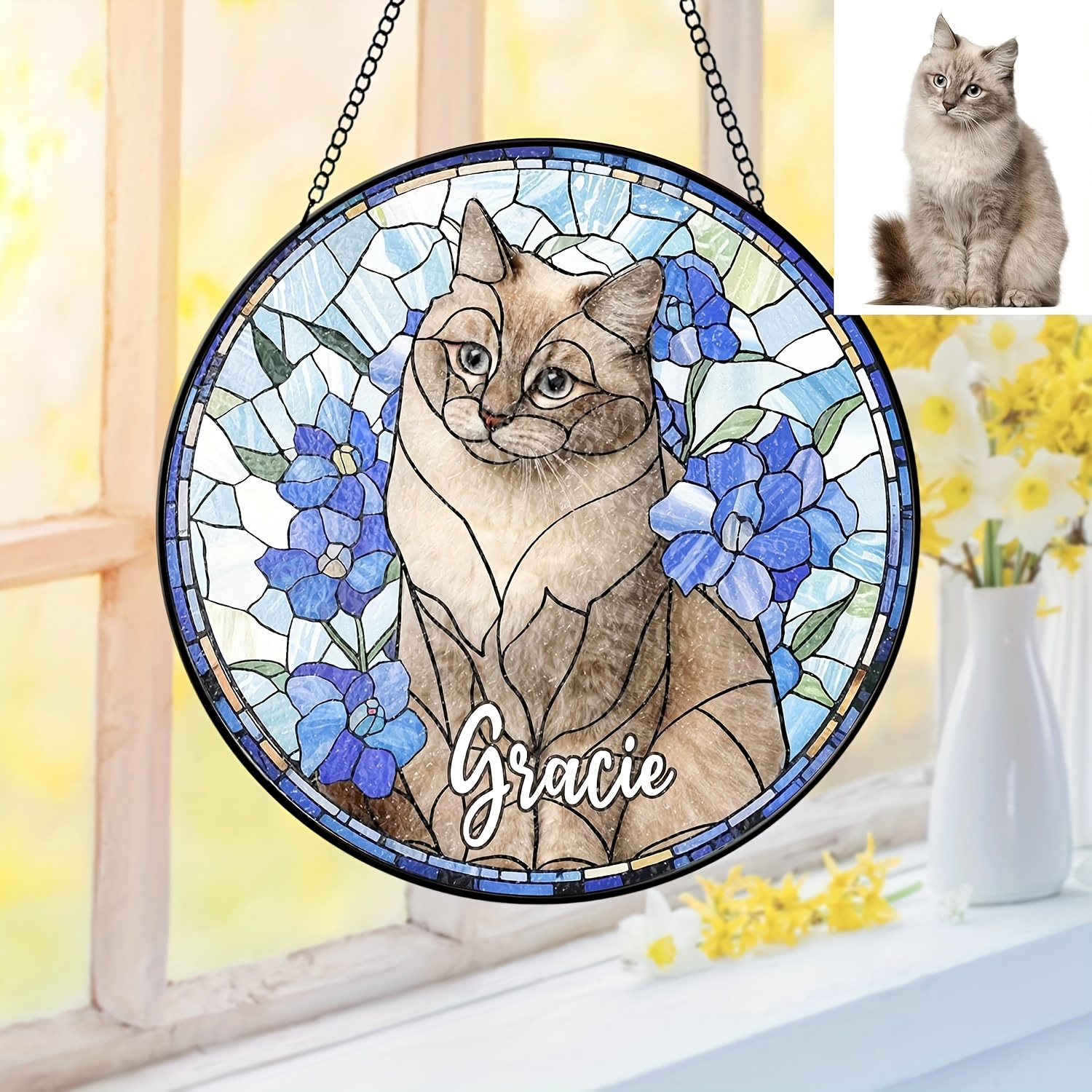 Personalized Pet Portrait Sun Catcher