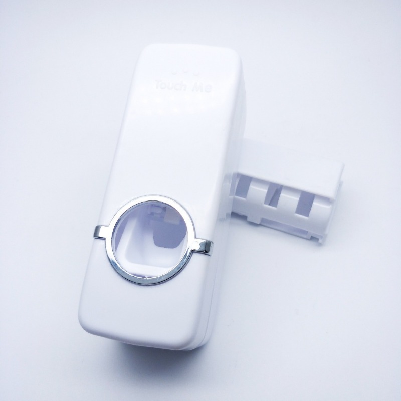 2pcs Set Of Automatic Toothpaste Dispenser And Toothbrush Holder That Mounted On The Wall Without Drilling. It Features Self-adhesive Backing,