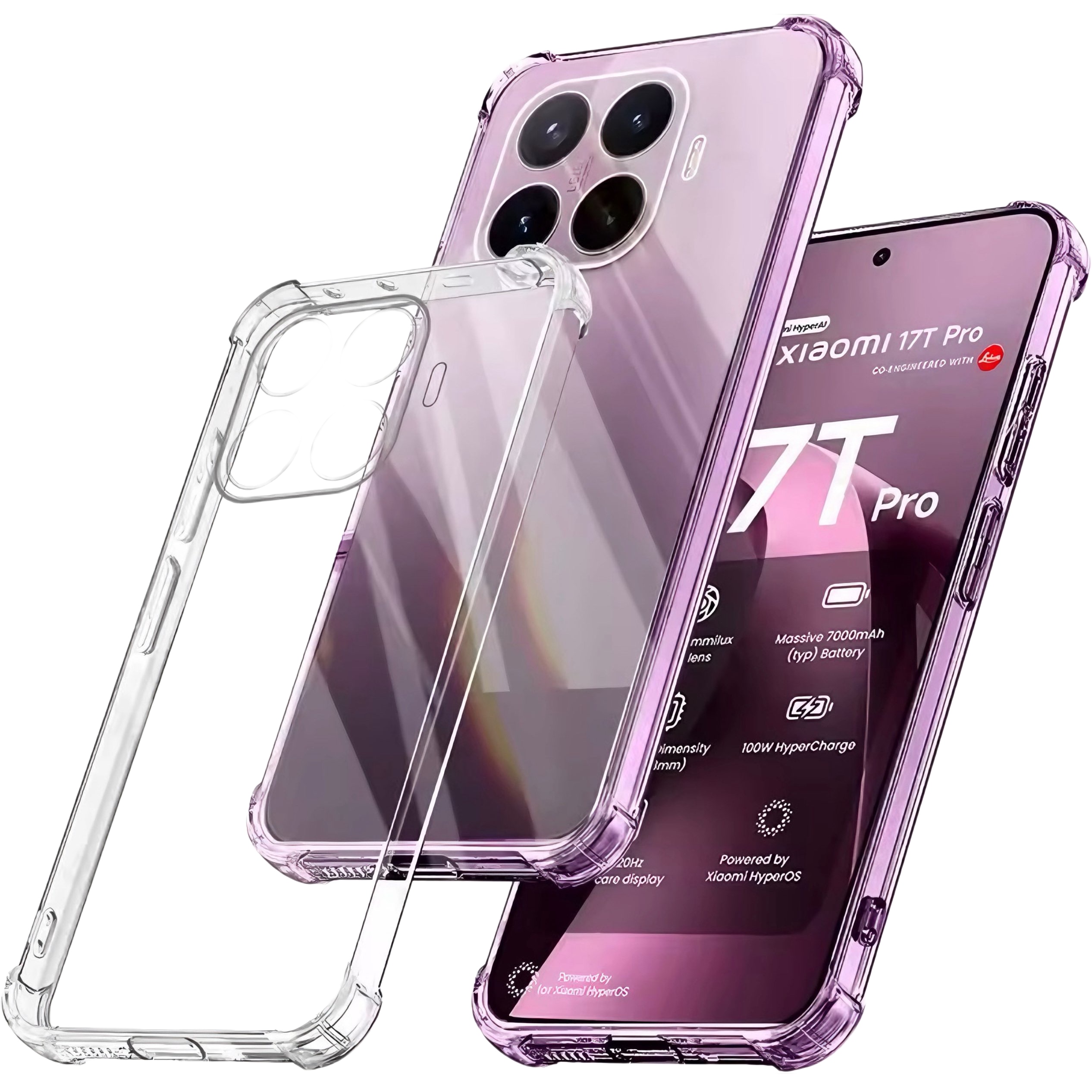 TEMU para Teléfono - Transparente + para Teléfono Móvil de PC, para Xiaomi 17T Pro 17T 15T Pro 15T, Cristal Transparente a Prueba de Golpes