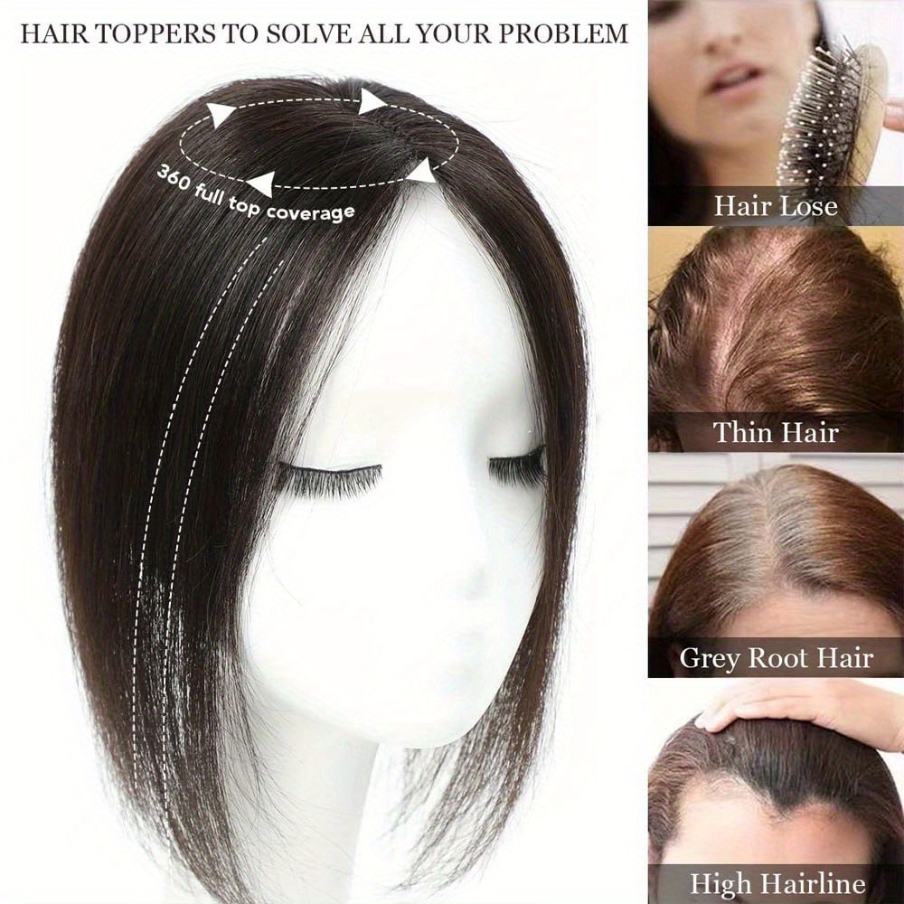 Real Human Hair Topper 10 Inch 360 Coverage Middle Part for Thinning Hair hair toppers women 8 10 inch 360 3d upgrade middle part  main image 3