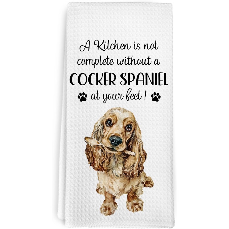 TEMU 1pc 18*26inch Funny Spaniel Dog Mom Owner Decorative Kitchen Towels Gifts For Women Lovers, Spaniel Dogs Hand Tea Dish Towels Ornament