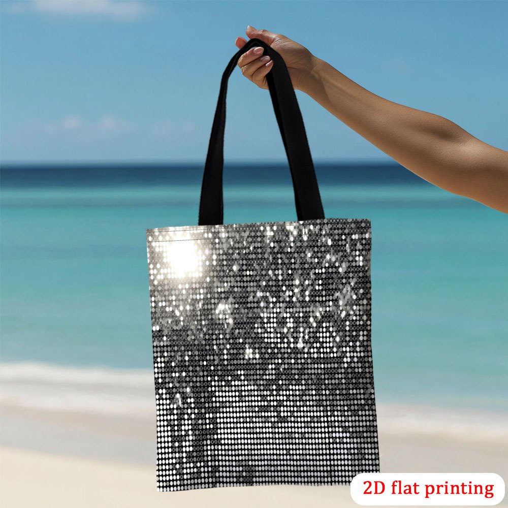 2d flat 1pc shiny sequin sparkle large capacity print tote Temu