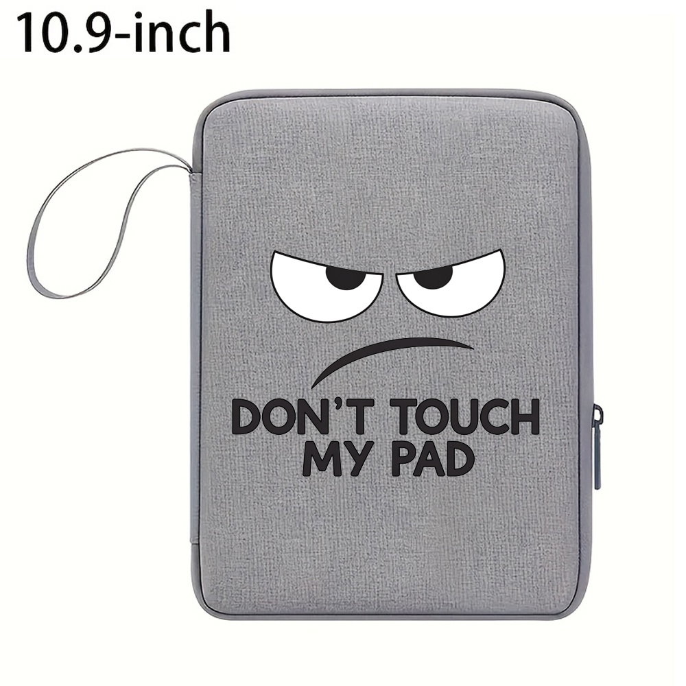 TEMU 1pc 2d Flat Print Gray/black/blue/pink Lanyard Portable Anti-fall Zipper Closure 10.9inch/12.9inch For Ipad Pouch Daily Study Entertainment