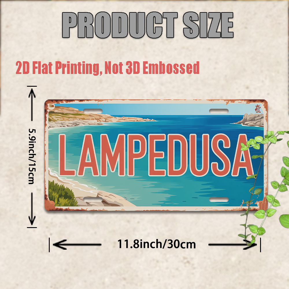 TEMU 2d Flat - 1pc Vintage Aluminum Sign | 2d Flat Printed Decorative Plaque, 11.8x5.9 Inches, Coastal And Maritime Decor, Italian Souvenir Gift,