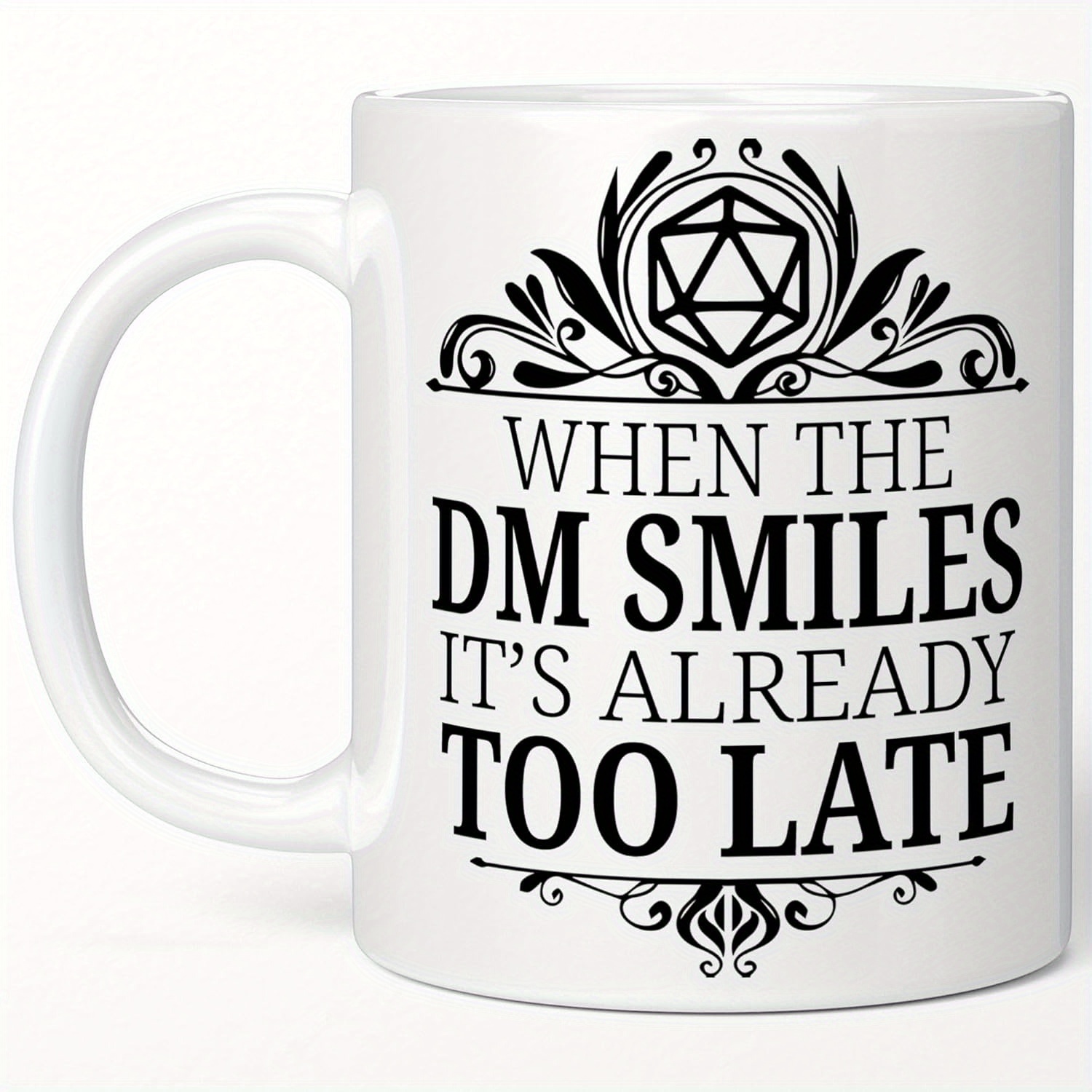 TEMU DM Leende Kaffemugg, and Present, D&D-present, DM-entusiast, 11 oz