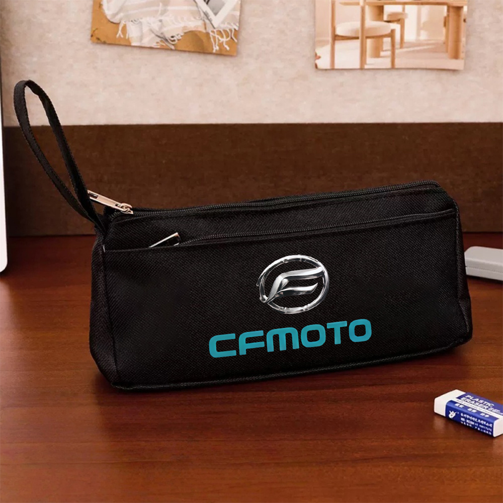 TEMU 1pc Motorcycle Pencil Case & Coin Purse Suitable For, Office, Travel - Large Capacity Double-layer Organizer Box With Iconic Branding, Compact