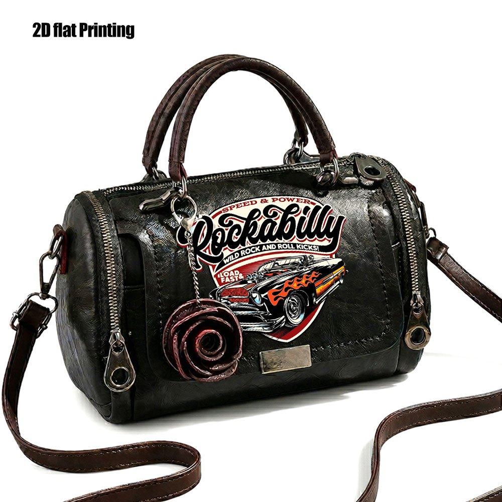 TEMU Women's Shoulder Crossbody Bag Rockabilly Vintage Car Print Tote Great Gift Ideal Mother's Day Gift For Daily Outing Shopping Travel Work