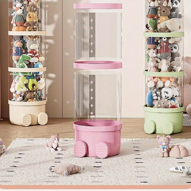 Four-Layer Transparent Large-Capacity Plastic Storage Bucket, Plush Zoo Animal House, High-Profile Transparent Storage Bucket, Keeps Animal Tidy, Suitable for Dollhouse Bedroom And Living Room Decor, Perfect Gift for Mother's Day