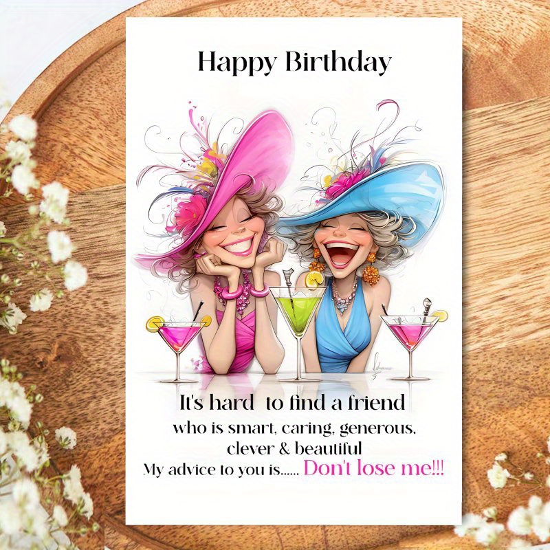 TEMU A Humorous And Satirical Birthday Card, Suitable , Featuring An Elegant Woman Wearing A Hat, Making It A A .