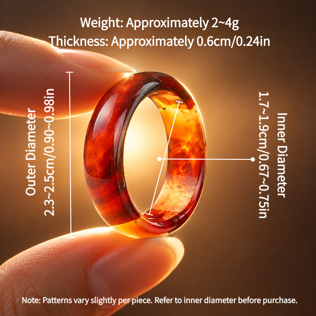 Women's Marbled Amber Tone Stackable Band Ring