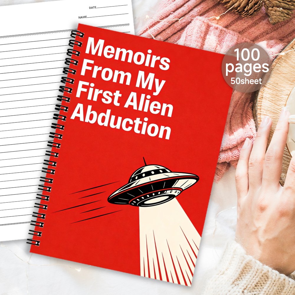 TEMU 1pc Spiral Notebook Journal, Record Book, Lined - Page Diary - Funny Notebook For Office & , Ideal Gift For Her/him | From Abduction Themed Ufo