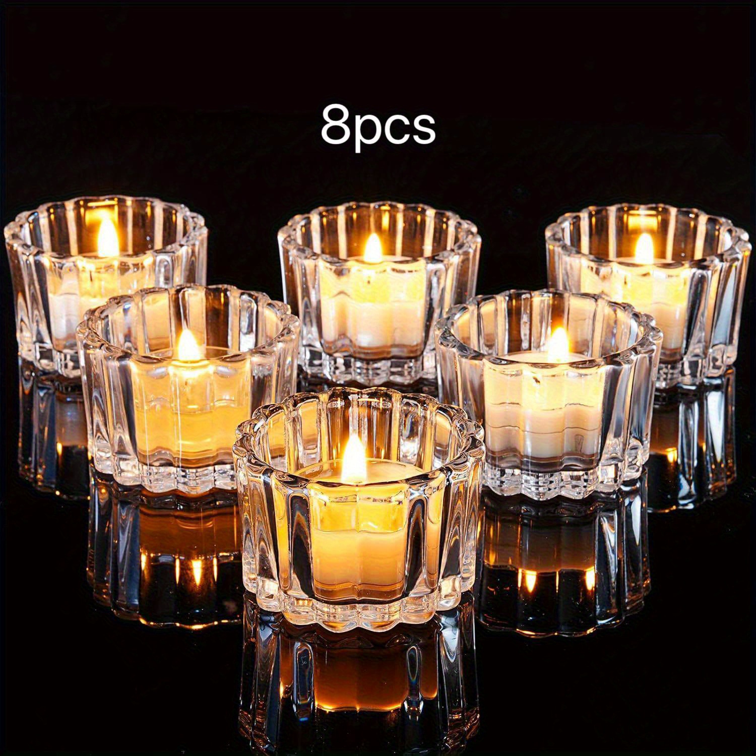 Image of Set Of 8 Candle Holders - Textured Tealight Holders, Perfect For Weddings, Dinners, Parties, And Thanksgiving - No Power Required