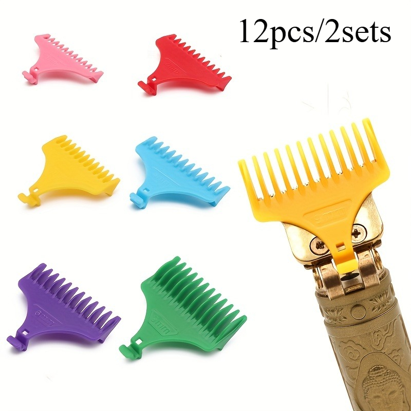 TEMU 12pcs/2sets T9 Universal Colorful Professional Haircut Clippers With Limiting Comb Cover And Hairdressing Guide For Hairdressers, Hairdressing