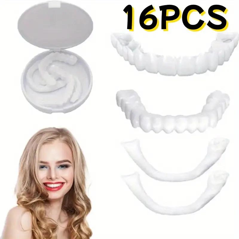 16pcs easy to apply temporary dentures with clasps natural comfortable veneers for smile restoration whitening effect male female smile restoration natural look veneers easy application details 2