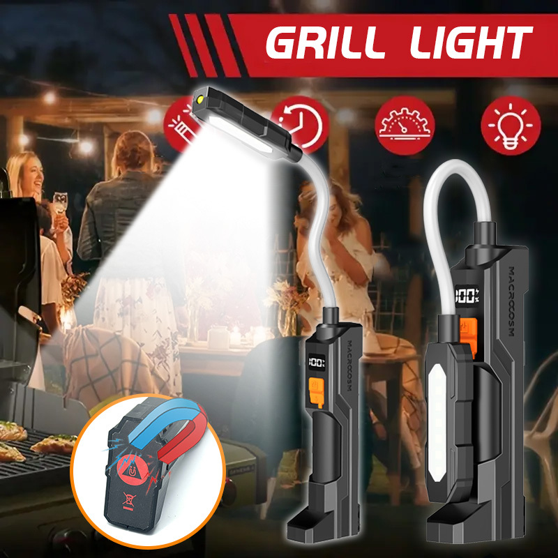 1pc led multi function bbq grill light with magnetic base handheld torch usb rechargeable fishing lamp for   cooking outdoor   and emergency use lithium battery outdoor lighting modern outdoor light durable plastic lamp