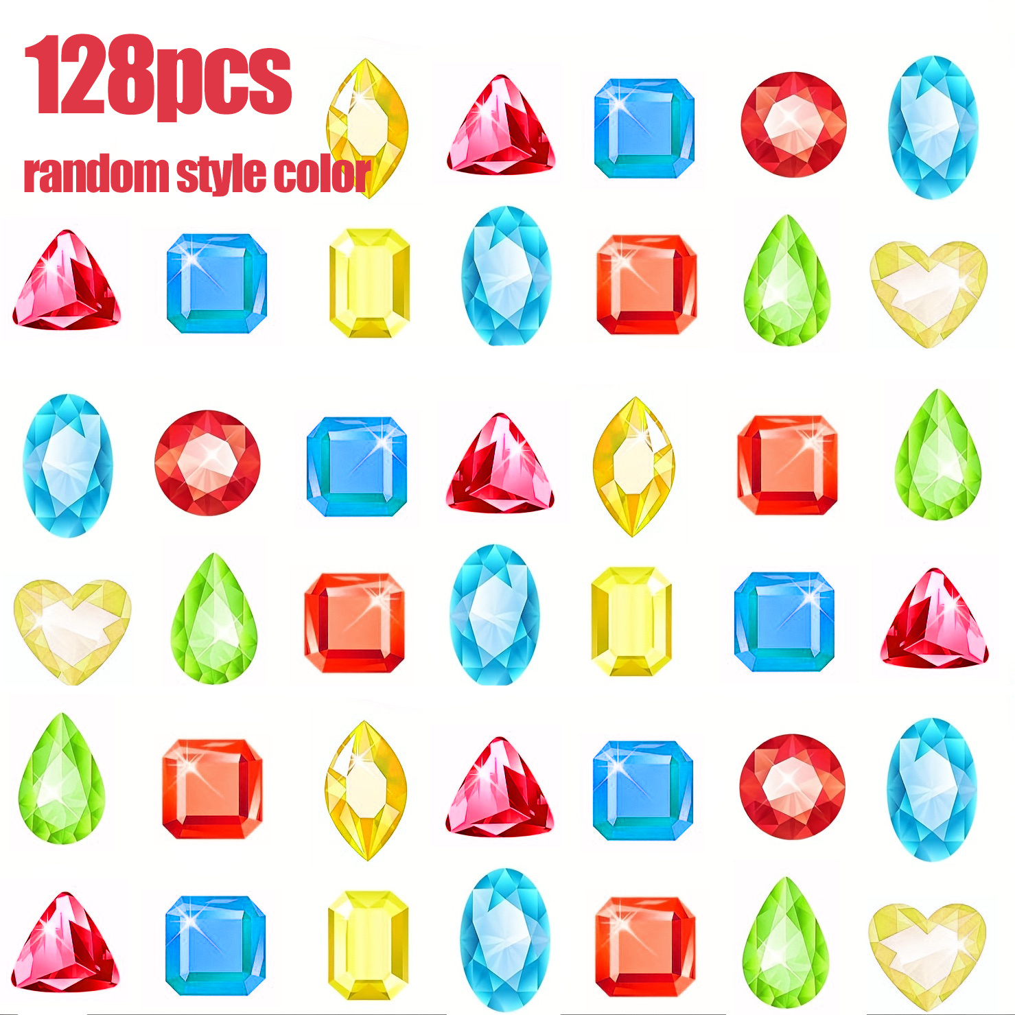 Image of 128pcs Pool Toys Acrylic Gems | Sparkling Diamonds For Kids Beach Party | Summer Pirate Treasure Hunt Favors | Birthday/christmas/halloween Fillers | Random Assorted Colors