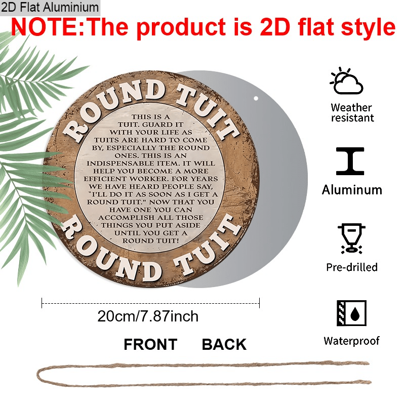 TEMU 2d Flat, 1pc Funny "" Wall Art Sign - 8-inch Round Aluminum Humorous Office & Decoration Suitable For Graduation Gifts, Room, Patio, Door - "i'