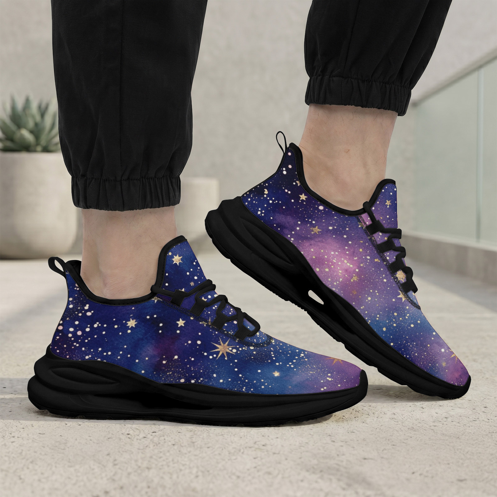 Men's Cosmic Starlight Print Plus Size Running Shoes