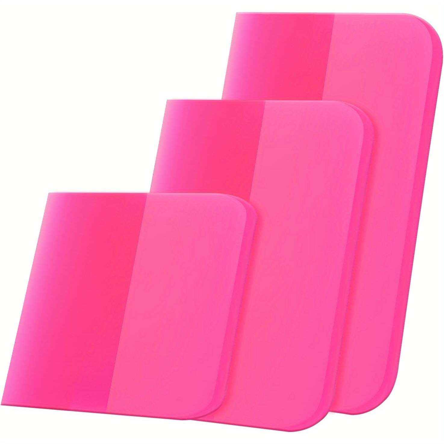 TEMU 3pcs Pink Car Tpu Rubber Scraper, Ppf Scratch Resistant, Vinyl Wrapping And Window Tinting Tool, Different Sizes Suitable For Cars