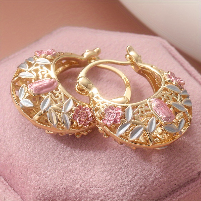 Vintage Boho Copper Hoop Earrings, Floral & Leaf Patterns, Ramadan Wedding Gift
