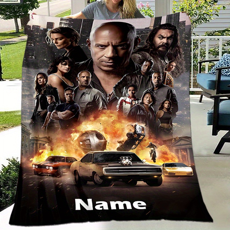 

Personalized Fast & Blanket - Custom Name, Soft Flannel Throw For All , 3d Printed Movie Poster Design - Ideal For Bed, Sofa, Picnic - Great Christmas & Halloween Gift