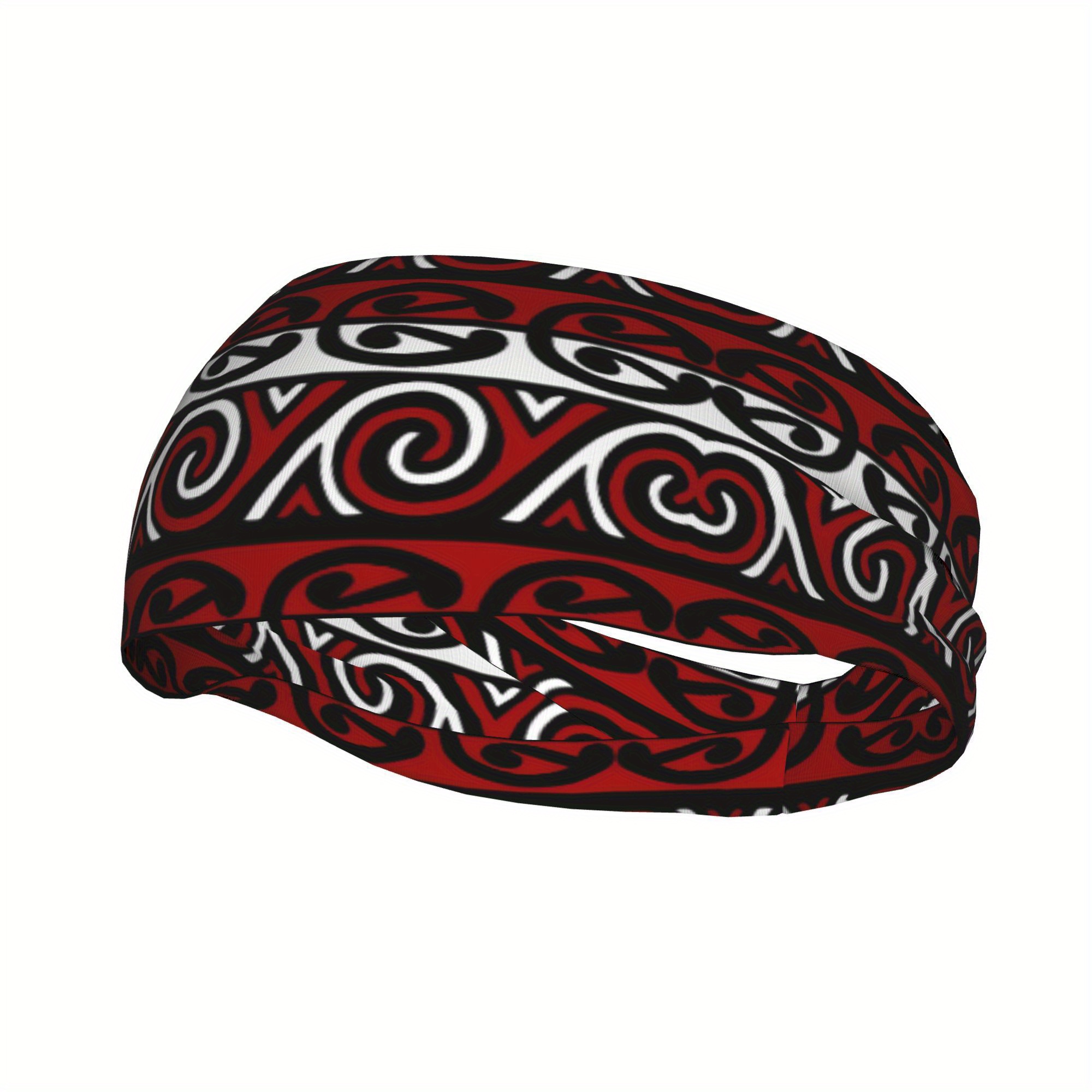 TEMU 2d Print Design Maori Kowhaiwhai Lattice Wall Tribal Tattoo Sports Headband Outdoor