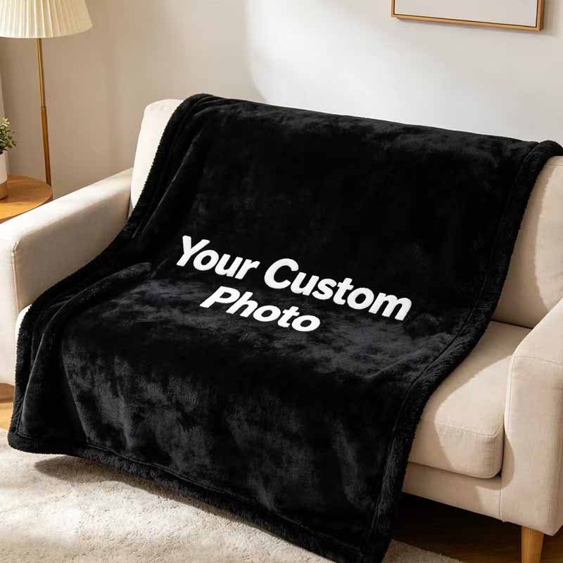 TEMU 1pc Personalized Custom Blanket With Photo And Text, Custom Blanket, Fleece Blanket, Birthday, Halloween, Christmas, Custom Picture Blanket,