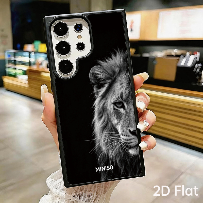 TEMU Phone Case - [2d Flat] Printed Phone Case - Black Trendy And Cool Transparent Acrylic Magnetic Phone Case Ins Light And Thin Creativity Good