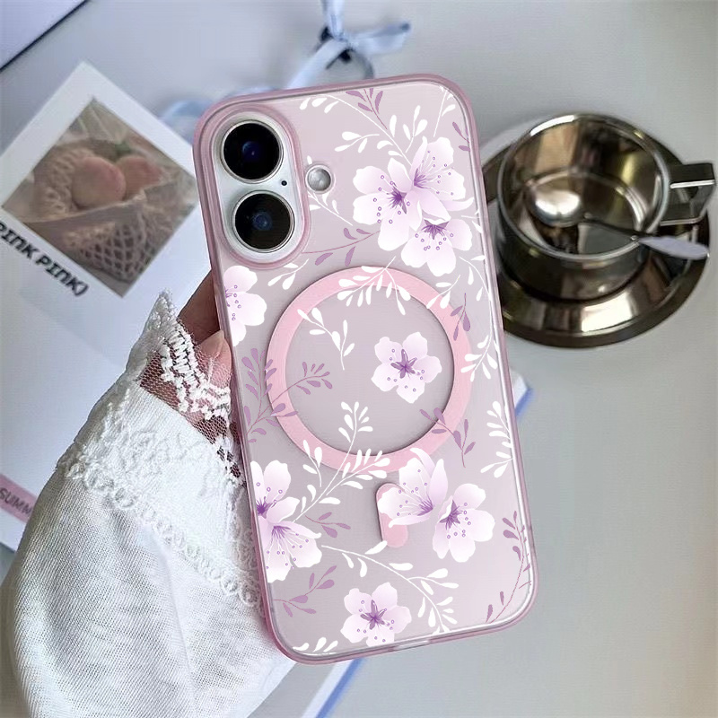 Image of Phone Case: Purple And White Flowers And Plants Phone Case Designed For Iphone Models 18 17 16 15 14 13 12 And 11 18 Pro An Ideal Gift For Christmas And Other Celebrations Suitable For Men And Women