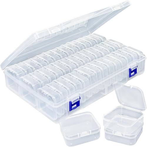 boîte de rangement transparente pour perles multi-tailles - 15, 20 ou 45 compartiments ( flexible) - couvercle à charnière, anti-poussière - mini organisateur pour fournitures de fabrication de bijoux et petites pièces dartisanat
