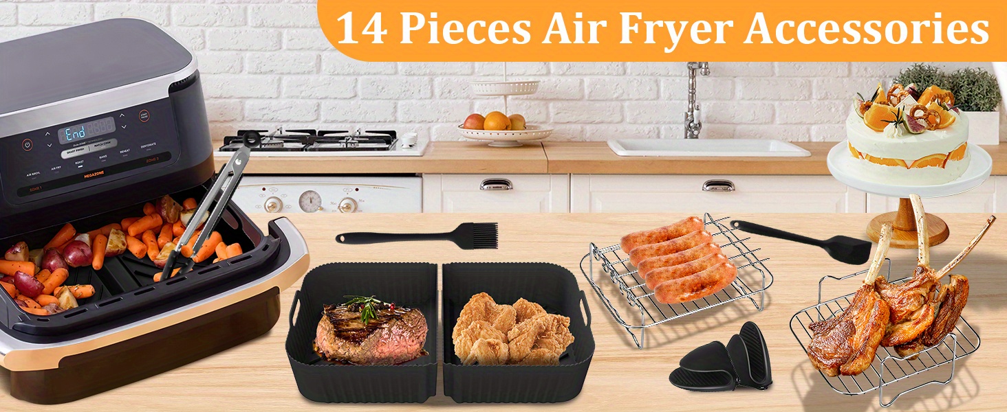 Airfryer Accessories for Ninja Foodi Flexdrawer AF500EU 10.4L, 1 x 10.4L and 2 x 5.2L Silicone Mould for Ninja Hot Air Fryer af500de Accessories, Other Accessories Included