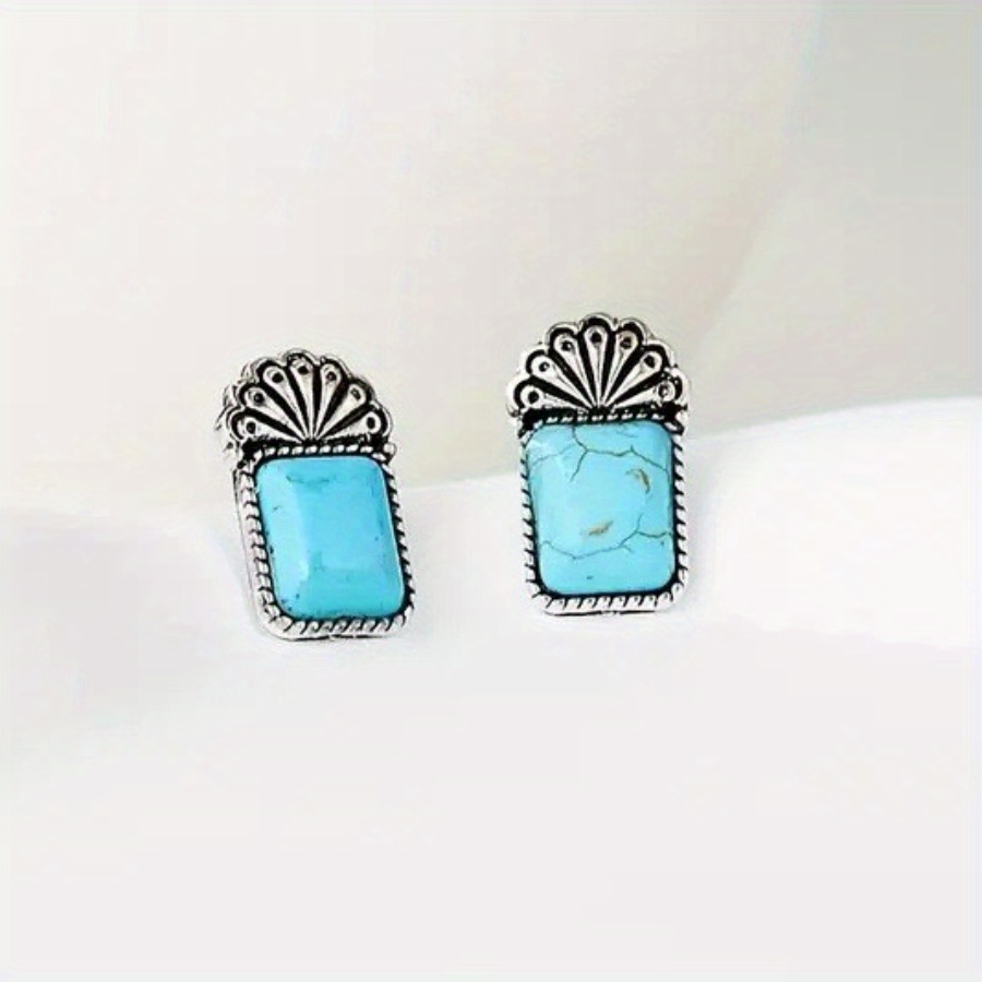 TEMU Boucles d'oreilles Turquoise Vintage (Synthétique), Boucles d'oreilles Bohèmes, Usage , Occasions de Fête, Toutes Saisons