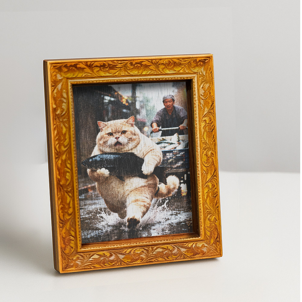 E-shop Ein fetter Hakimi Kühlschrankmagnet, mit einer niedlichen Katze aus Holz, Mini-Dekoration, Kühlschrankmagnet aus Holz, mit einem Design einer
