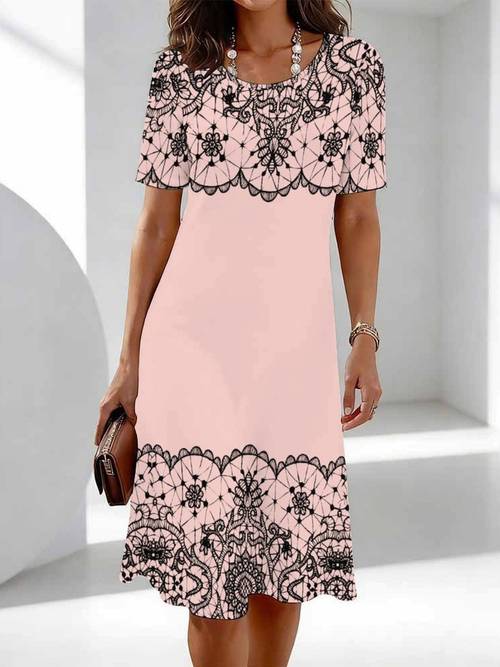 womens casual printed dress 3d floral print all over pattern womens casual fashion style dress