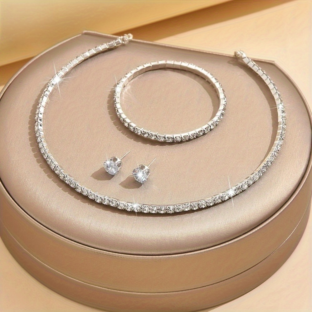 925 sterling silver moissanite jewelry set womens luxury tennis necklace bracelet earrings three piece set mothers day valentines day gift high end birthday jewelry hypoallergenic nickel free european and american   Product details 0