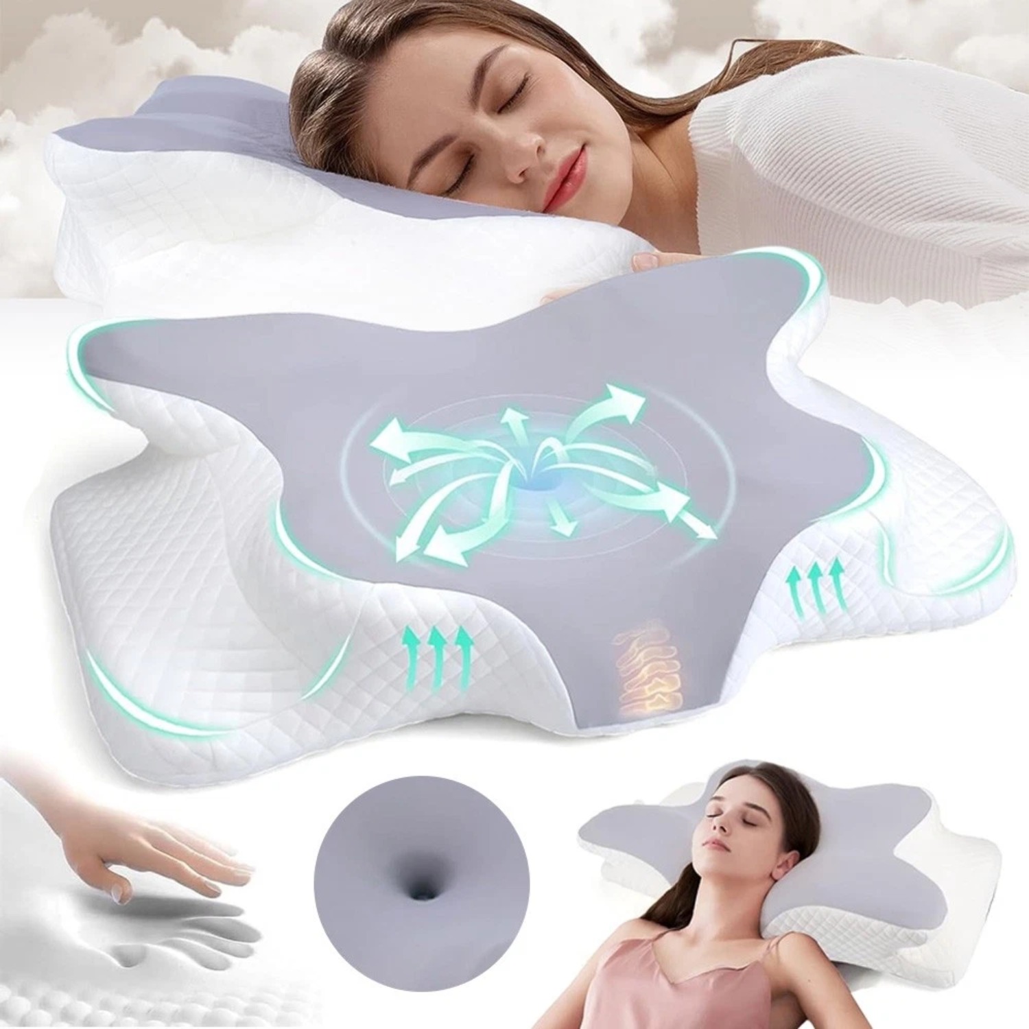 -shaped Cotton Pillow With 2 Removable Washable Pillow