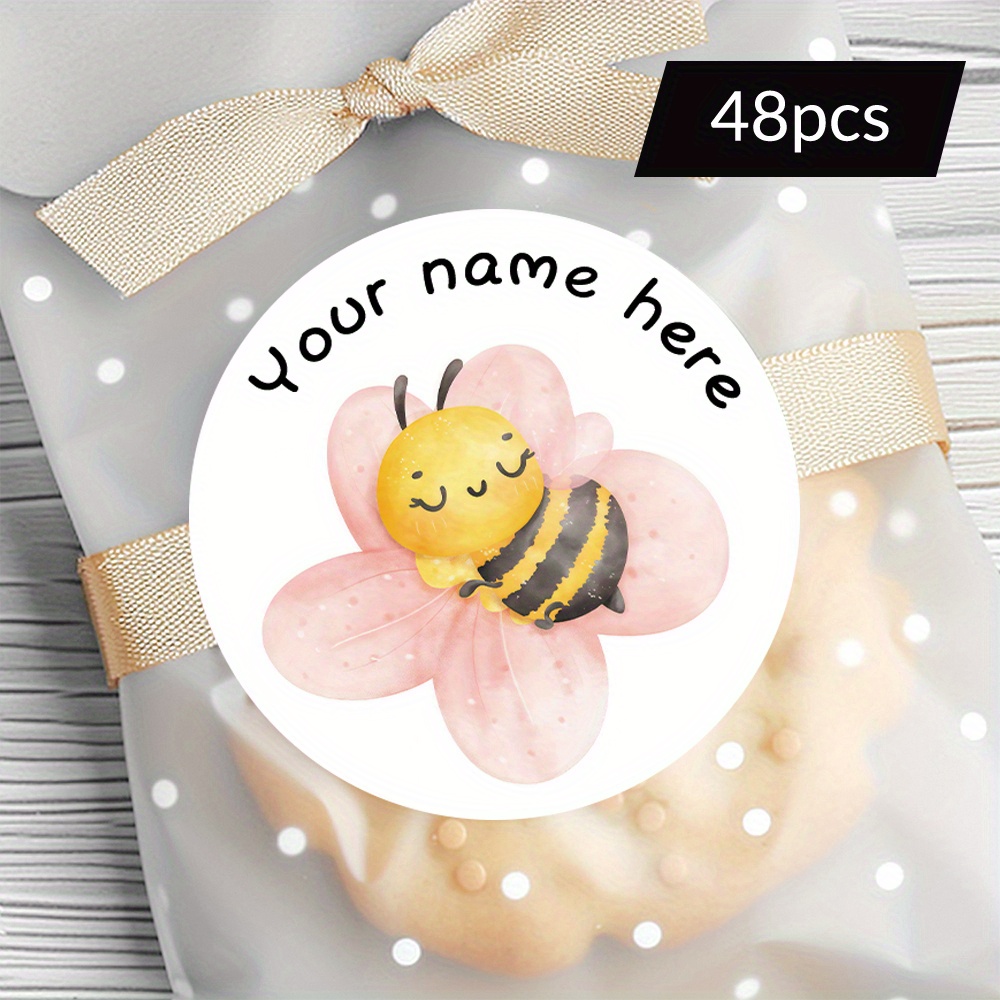 TEMU Customized 48/96pcs Bee And Flower Themed Stickers Design, Suitable For Birthday Celebrations, To Relatives , Expressing Sweet And Personalized
