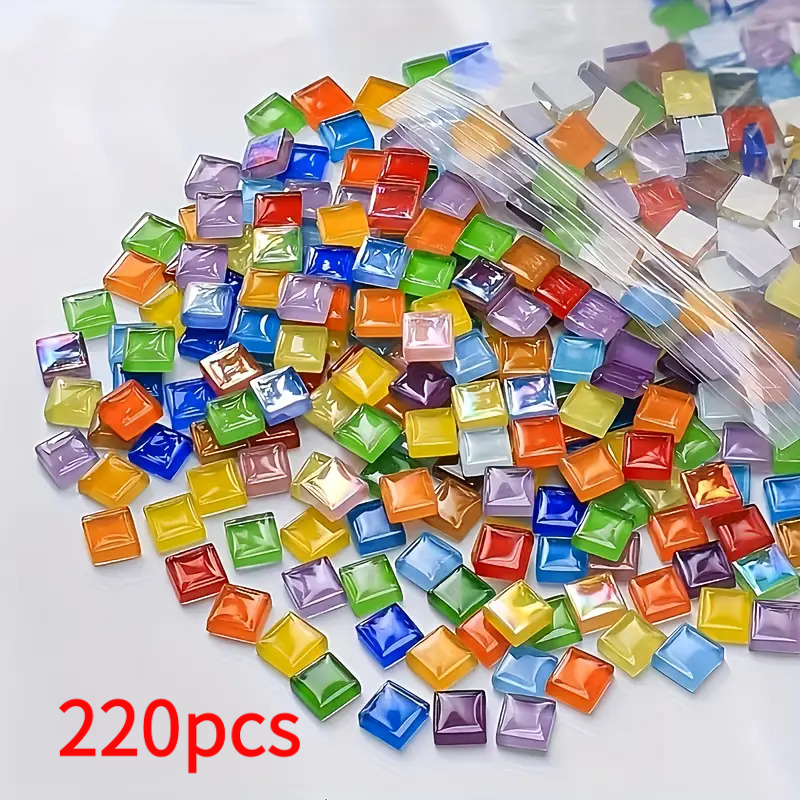shiny mixed color crystal squares 220 600pcs of handmade colored crystal glass mosaics for   painting and jewelry craft decoration