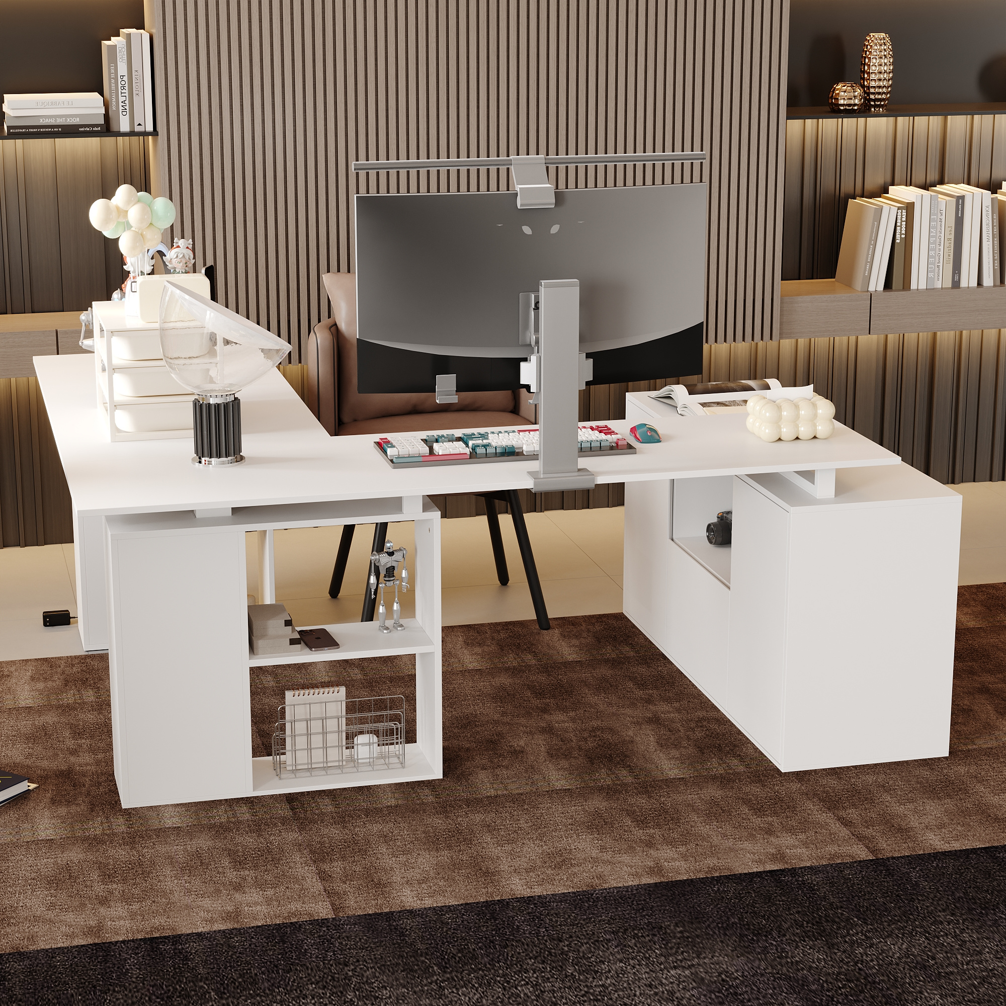 electric height adjustable standing computer desk with open storage shelves adjustable height office desk with with drawer administrative     white Product details 0