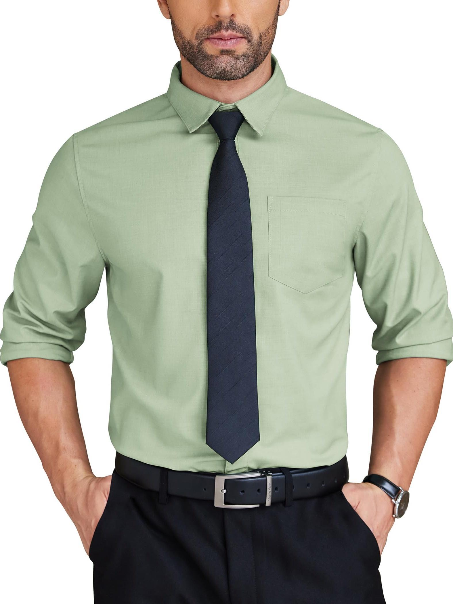 mens dress shirts long sleeve wrinkle free button - Temu