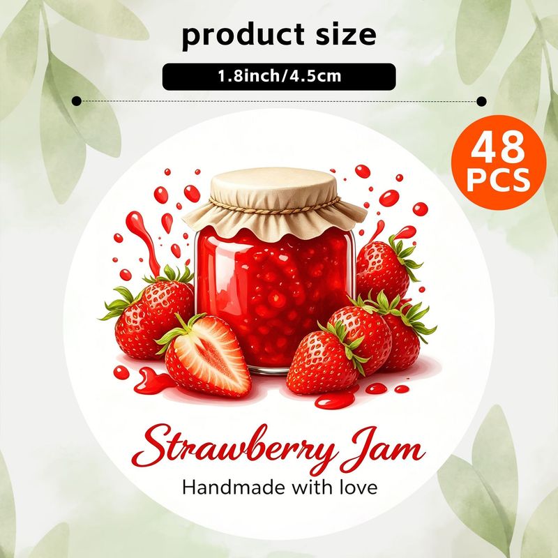 TEMU 48/96pcs Round Flat Stickers, Vibrant Jar Stickers, Round Self-adhesive Labels For Homemade Jelly, Food Jar Decals, Kitchen Organization Tags,