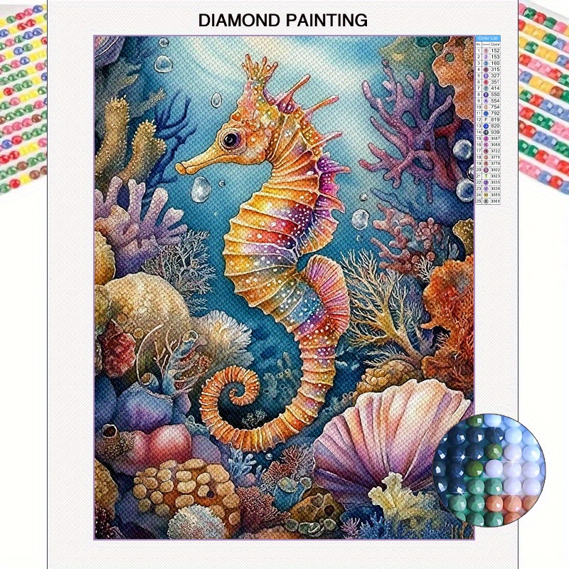 TEMU 5d Full Diamond Round Diamond Painting Kit, Diamond Painting Craft, Mosaic Decoration Craft Wall Art, Animals, Scenery, 30*40cm/ 11.8*15.8