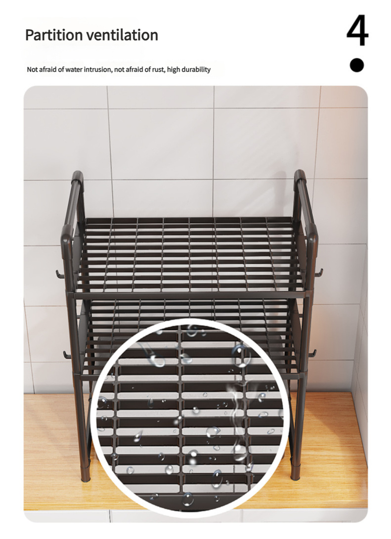 versatile multi layer microwave oven storage rack   plastic   for cookware plant display   kitchen countertops details 7