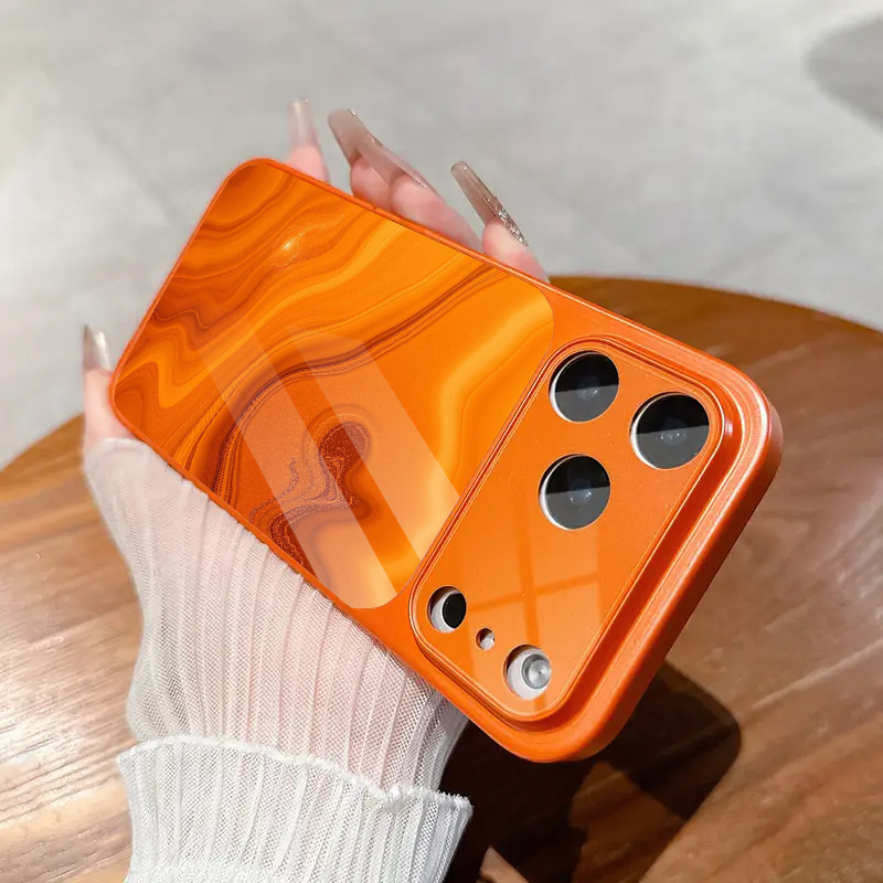 TEMU Phone Case - A Of Stylish Orange Flowing Phone Cases Designed For Couples, Compatible With Iphone 17, 17 Pro, 17 Pro Max, Iphone 16, 16 Pro, 16