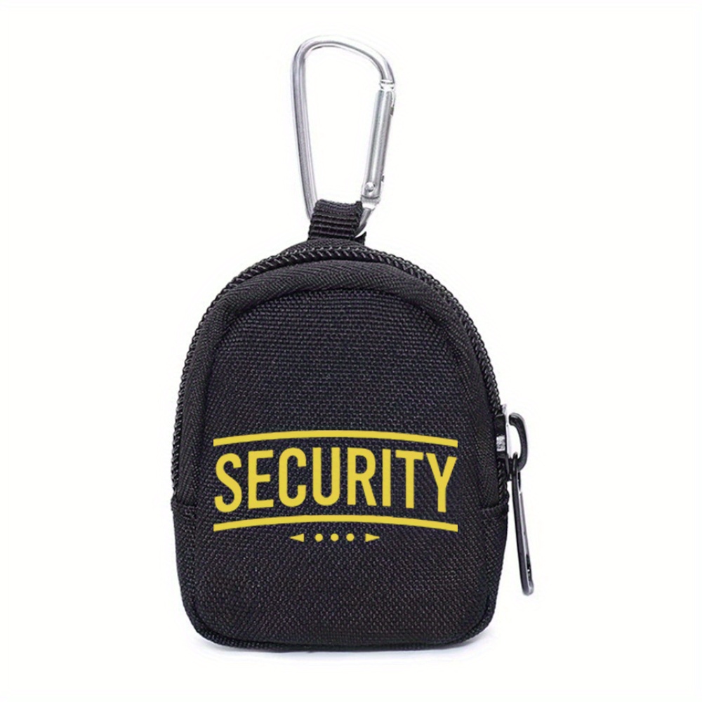 TEMU 1pz Portafoglio "SECURITY" Stile con Portachiavi, Organizzatore per Monete , Chiusura Sicura con Cerniera, Design Geometrico per Sport