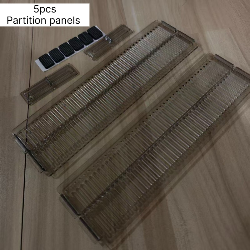 TEMU 5pcs Set Of Adjustable Drawer Dividers, Expandable Home Storage Organizers Suitable For Clothing, Kitchen, And Office - Space-saving, Durable