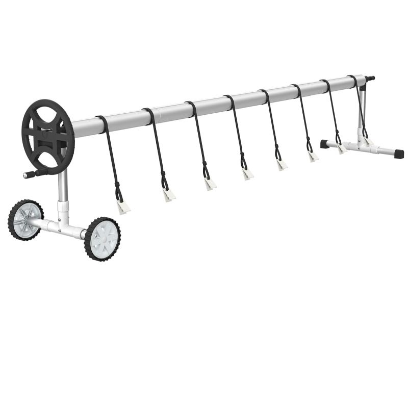 E-shop Pool- - 5.7m Pool-Reel für Pool-Liner-Abdeckung Mobile Reel mit Rädern Pool-Reel enthält 8 Clips, Stoff nicht enthalten