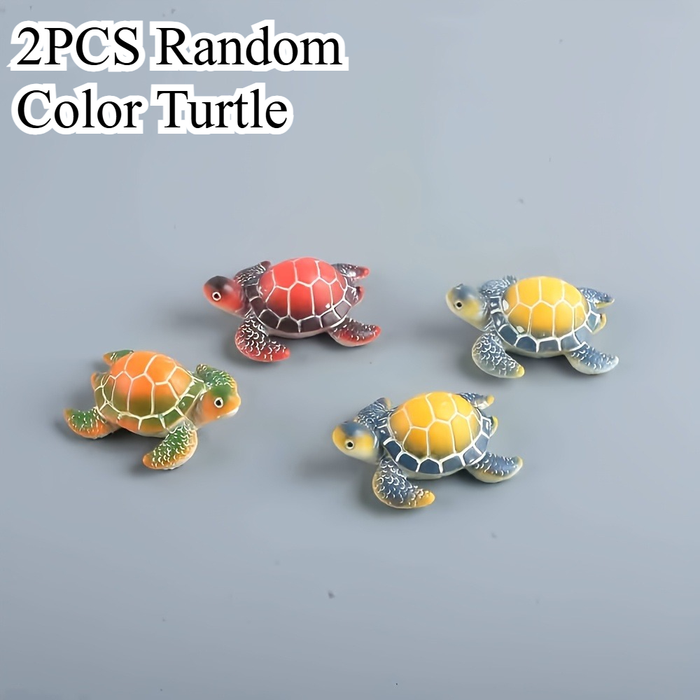 TEMU 2pcs Random Large Colorful Resin Turtles, Aquarium Decorations, 2pcs Random Resin Turtle Ornaments, Suitable For Fish Tanks And Desktops,