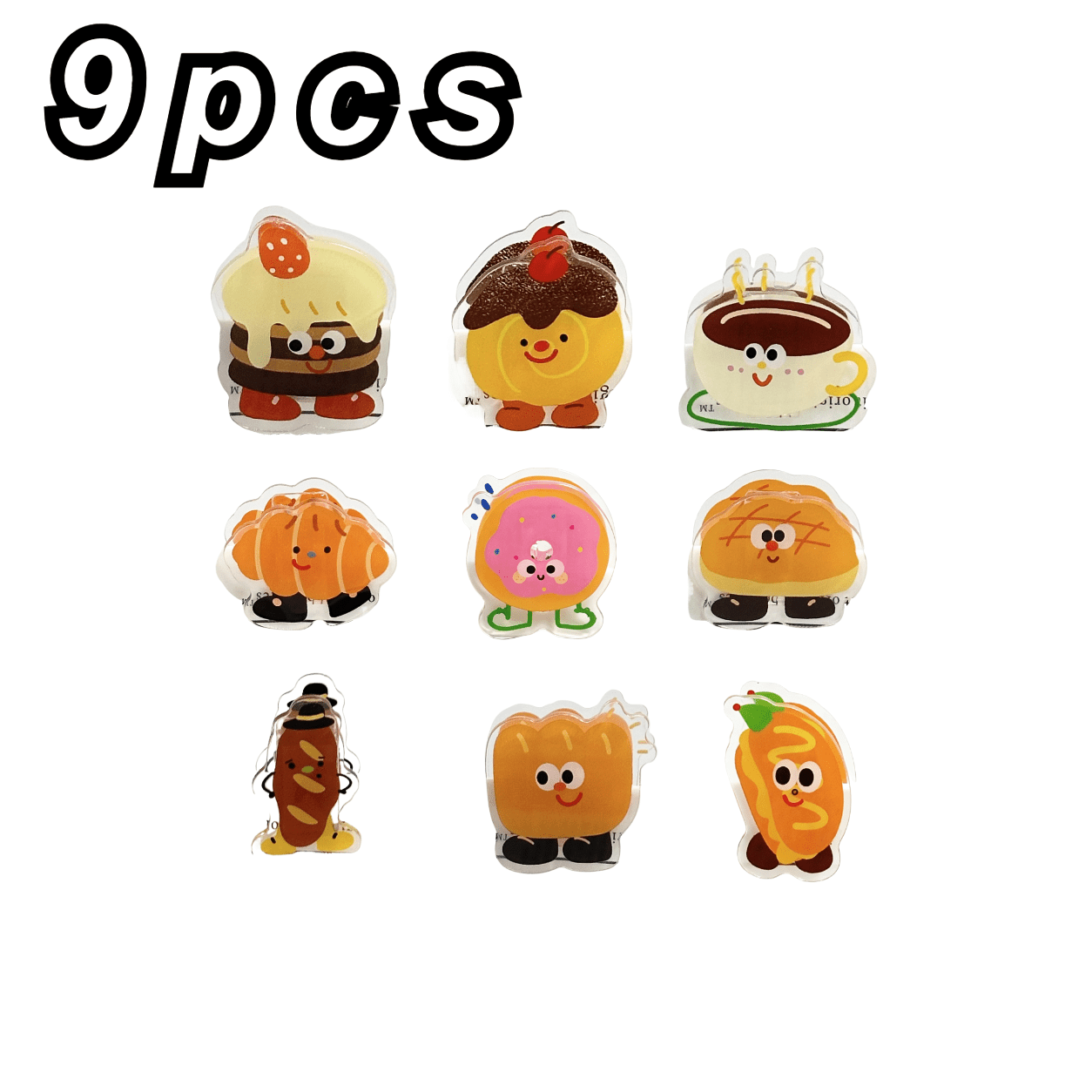 TEMU Pinces de pour Sacs Alimentaires 9 pièces, Motif Pain et Dessert, Décoration de Rangement , Convient pour Emballage Alimentaire, Reçus, Notes,